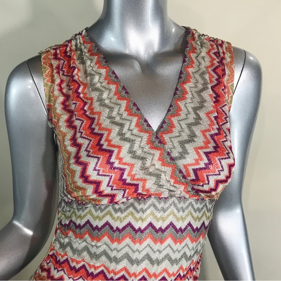 Ann Taylor Women’s XSP Sleeveless Fitted Blouse Geometric Knit Top Colorful - Picture 4 of 16
